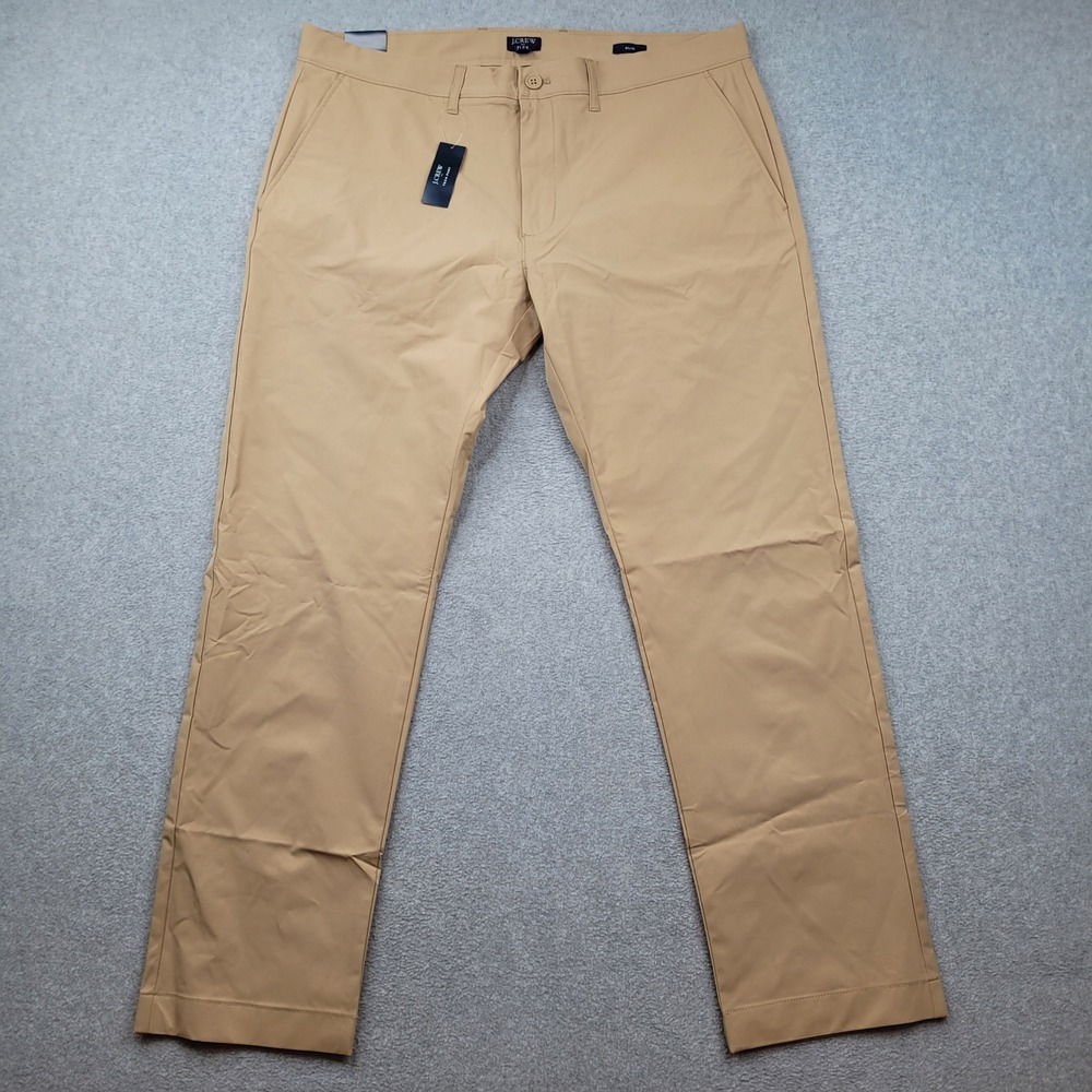 J.Crew Flex Slim Pants Mens 36x30 Khaki Tan Chino Performance Trousers